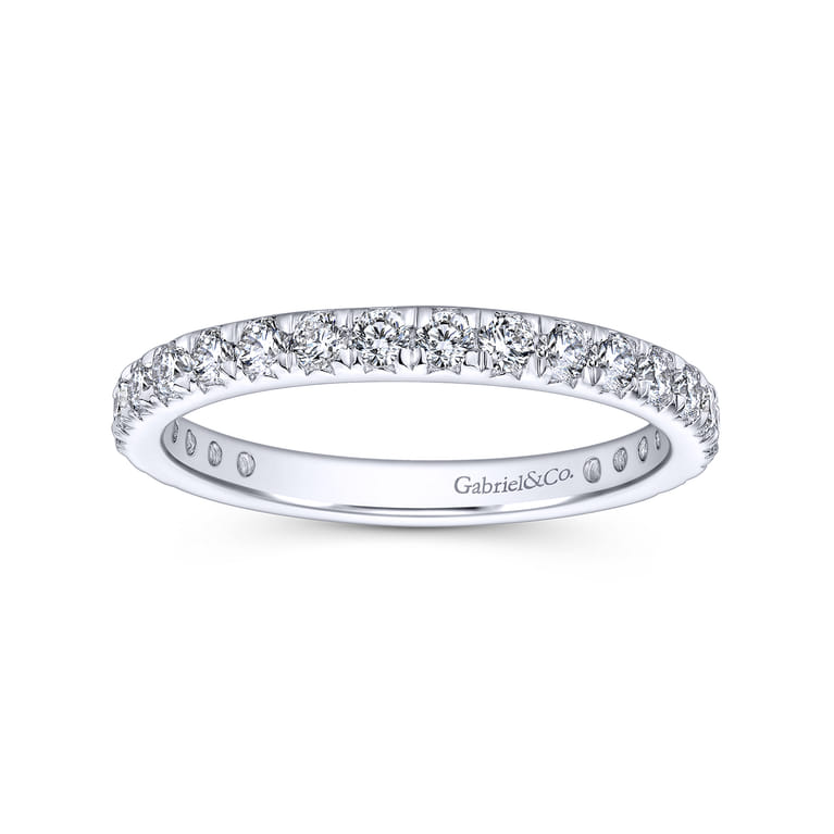 Eternity Band Wedding Ring in 14k White Gold with Round Natural Diamond at Gabriel & Co. - Shot 4