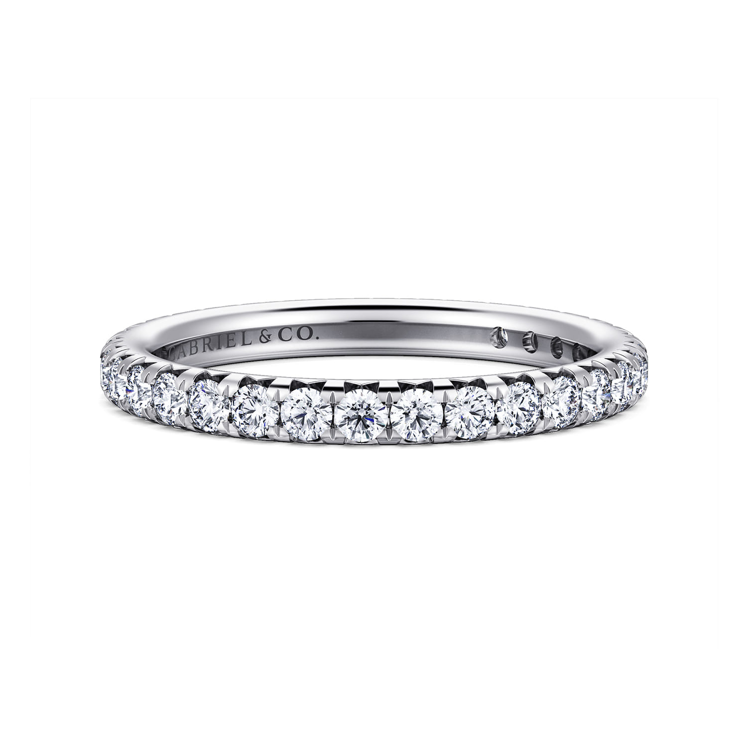 Eternity Band Wedding Ring in 14k White Gold with Round Natural Diamond at Gabriel & Co. - Shot 1