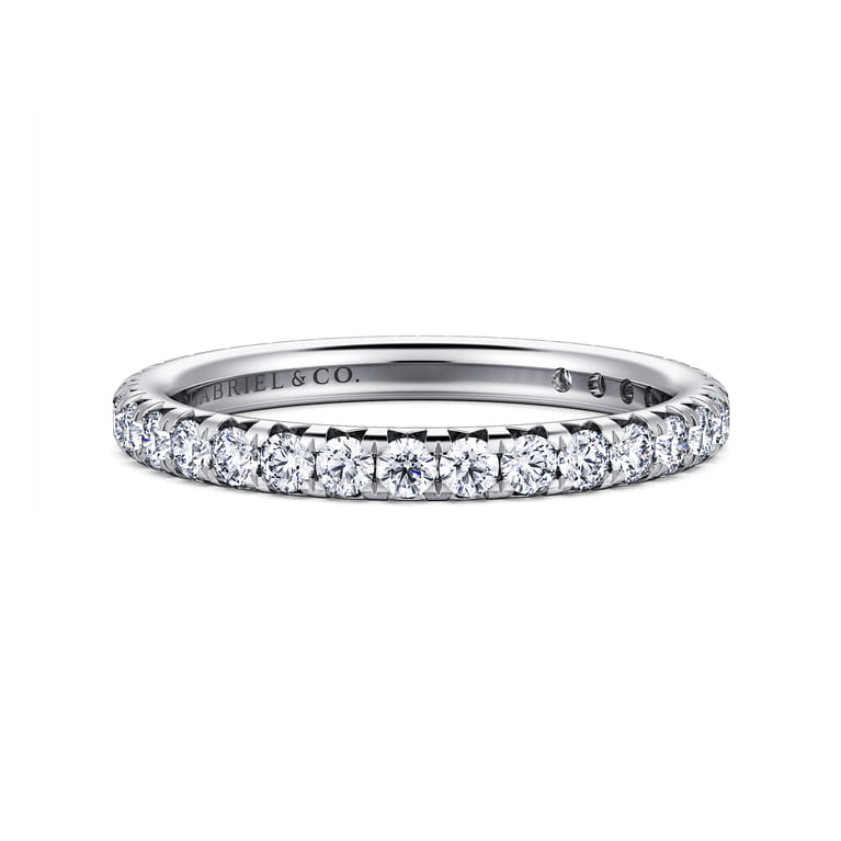 Eternity Band Wedding Ring in 14k White Gold with Round Natural Diamond at Gabriel & Co. - Shot 1