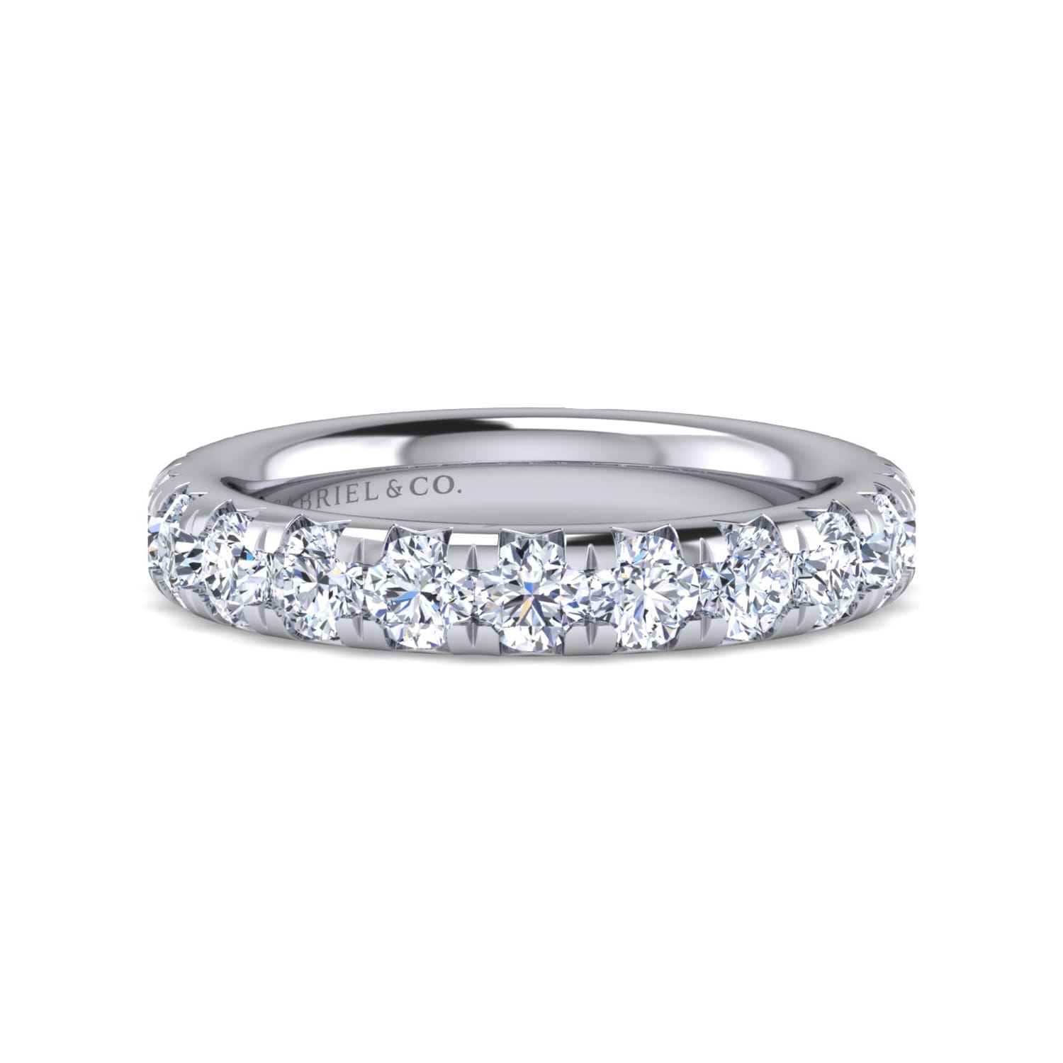 Eternity Band Wedding Ring in 14k White Gold with Round Natural Diamond at Gabriel & Co. - Shot 1