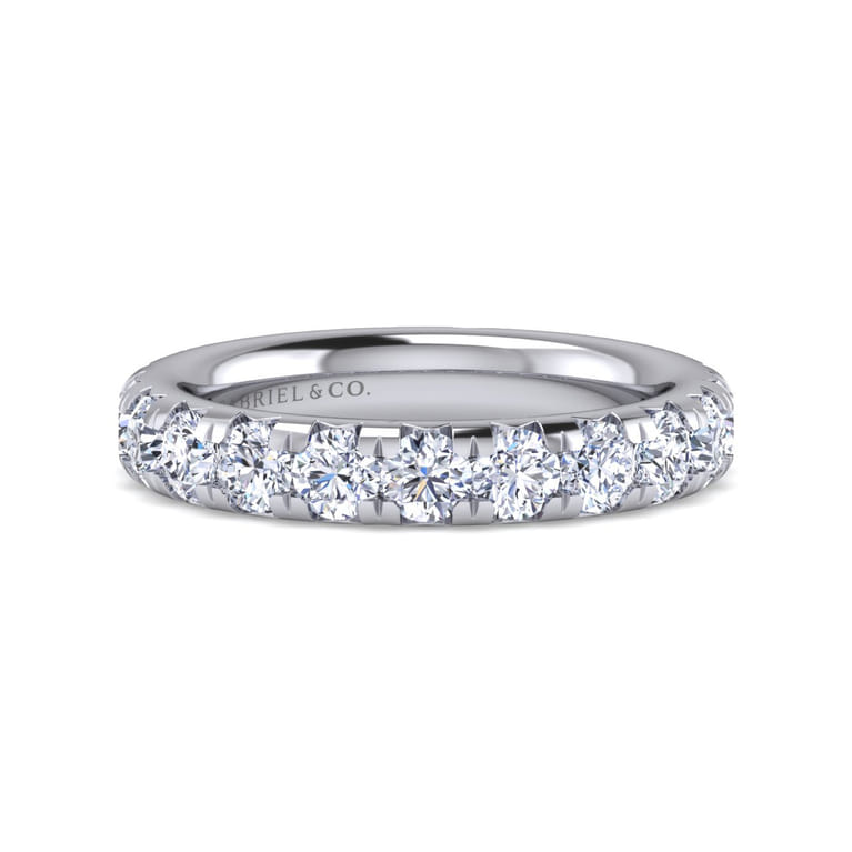 Eternity Band Wedding Ring in 14k White Gold with Round Natural Diamond at Gabriel & Co. - Shot 1