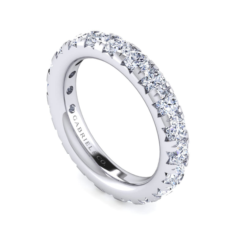 Eternity Band Wedding Ring in 14k White Gold with Round Natural Diamond at Gabriel & Co. - Shot 3