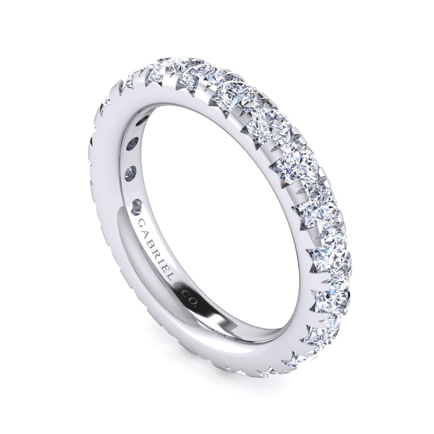 Eternity Band Wedding Ring in 14k White Gold with Round Natural Diamond at Gabriel & Co. - Shot 3