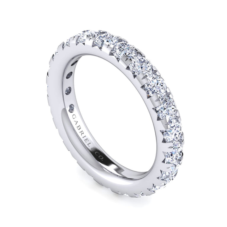Eternity Band Wedding Ring in 14k White Gold with Round Natural Diamond at Gabriel & Co. - Shot 3
