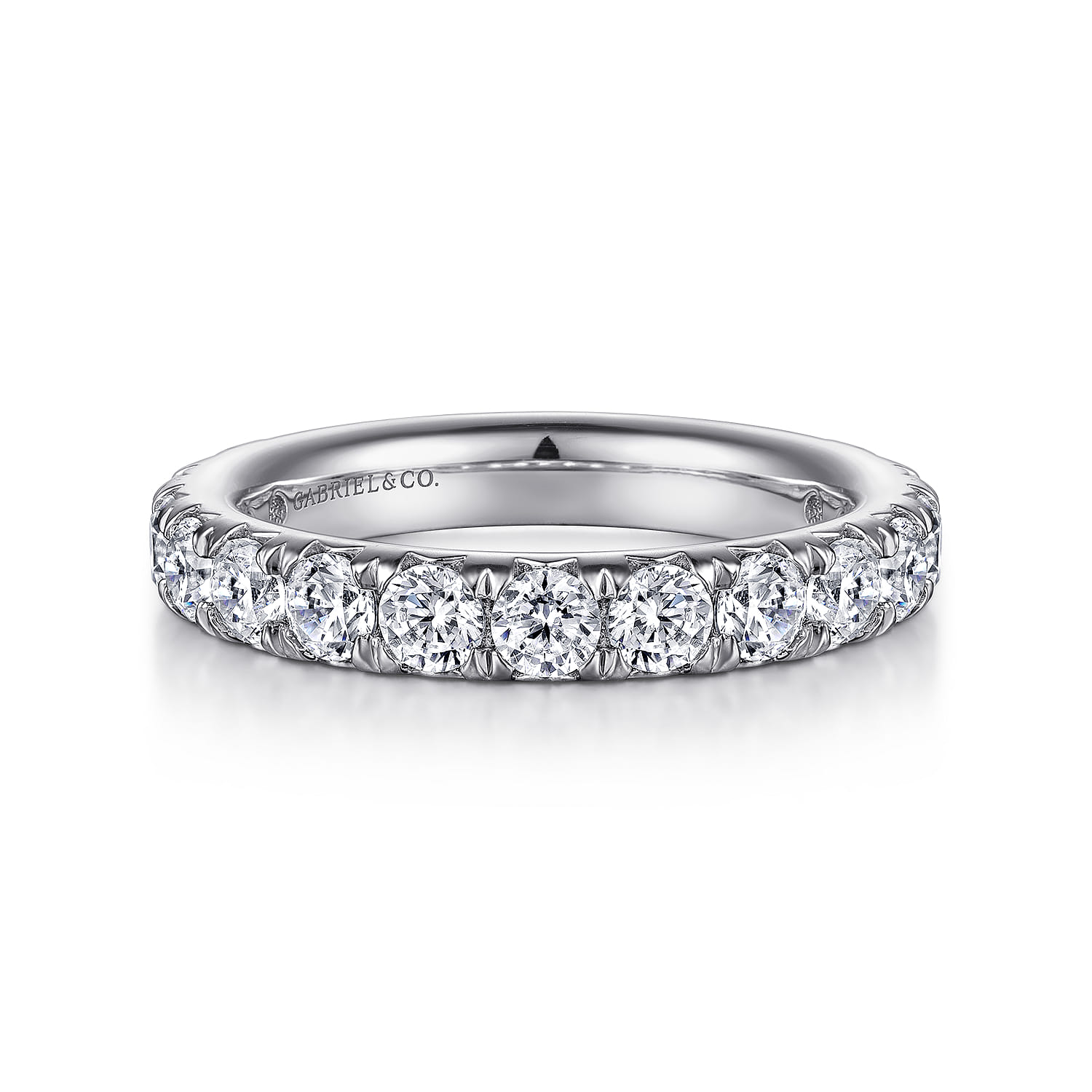 Eternity Band Wedding Ring in 14k White Gold with Round Natural Diamond at Gabriel & Co. - Shot 1