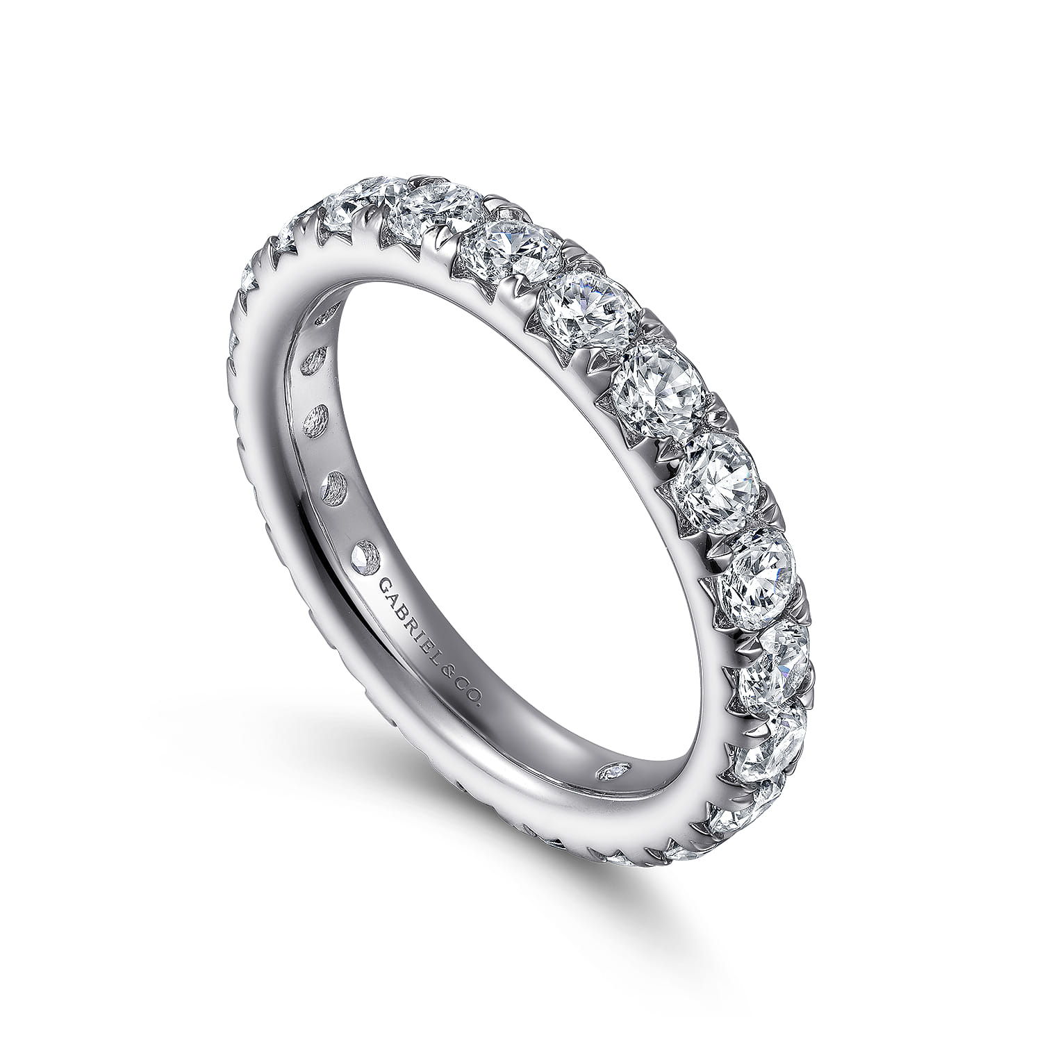 Eternity Band Wedding Ring in 14k White Gold with Round Natural Diamond at Gabriel & Co. - Shot 3