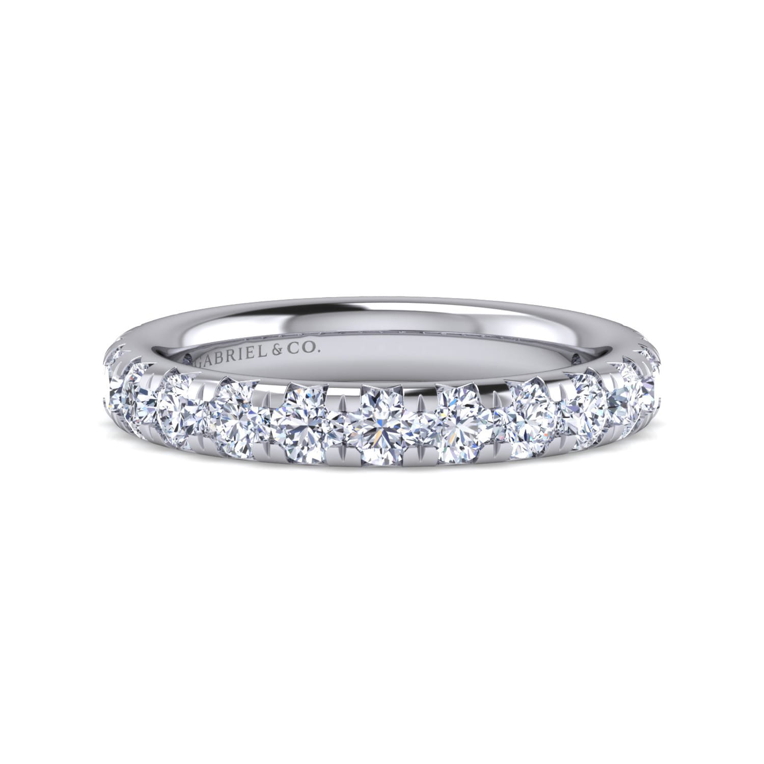 Eternity Band Wedding Ring in 14k White Gold with Round Natural Diamond at Gabriel & Co. - Shot 1