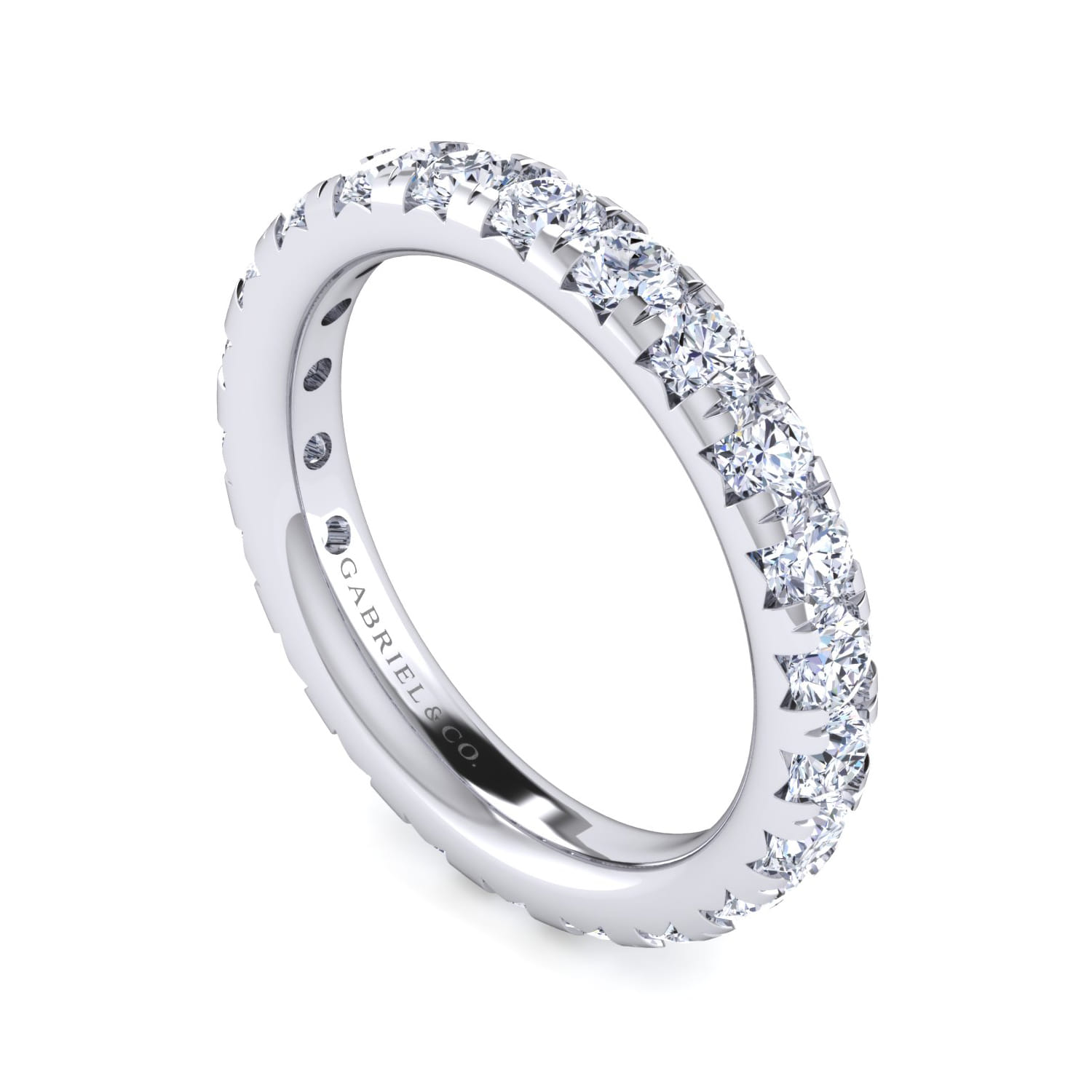 Eternity Band Wedding Ring in 14k White Gold with Round Natural Diamond at Gabriel & Co. - Shot 3