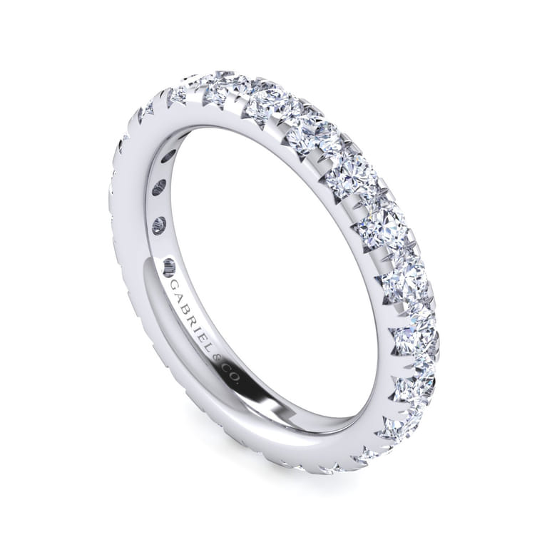 Eternity Band Wedding Ring in 14k White Gold with Round Natural Diamond at Gabriel & Co. - Shot 3