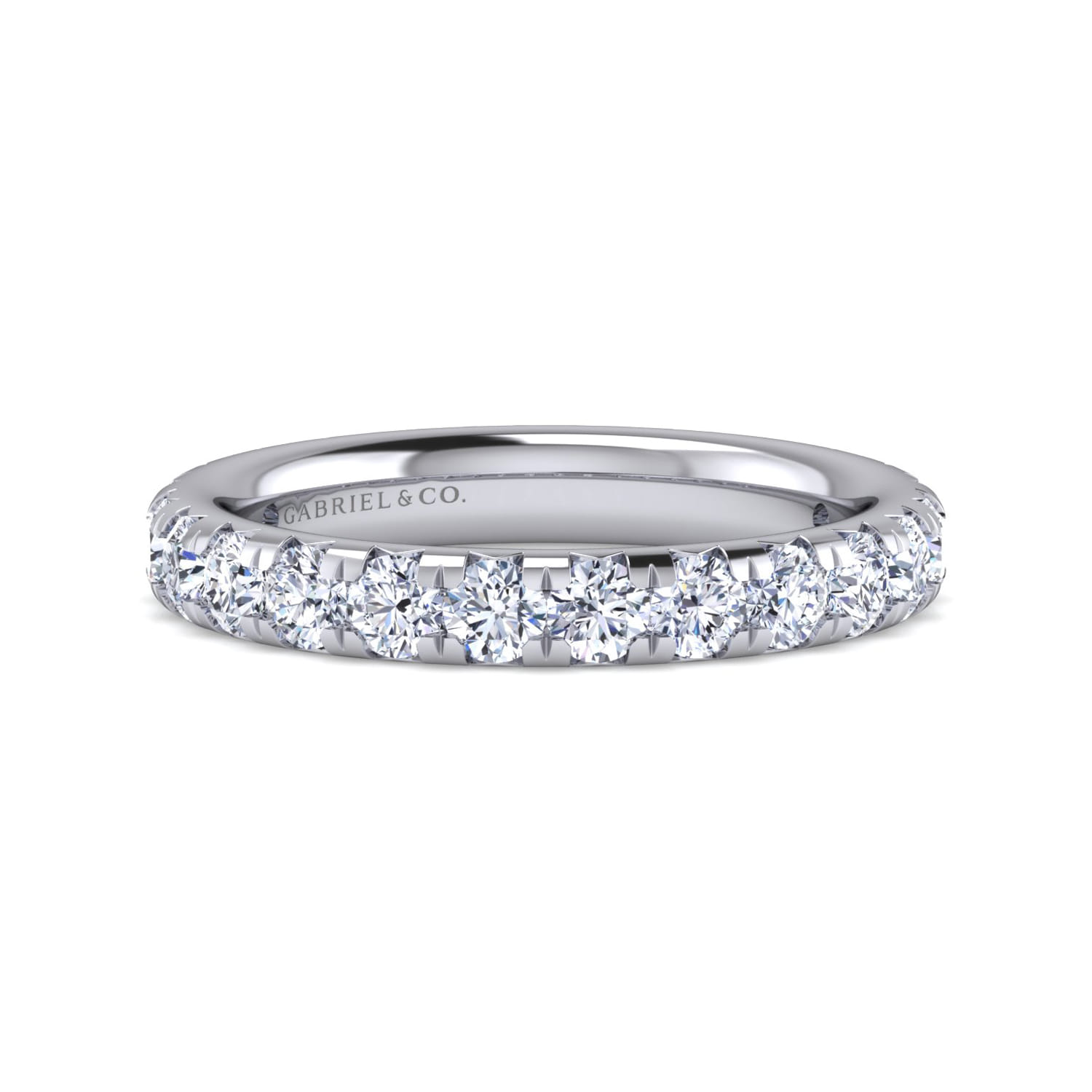 Eternity Band Wedding Ring in 14k White Gold with Round Natural Diamond at Gabriel & Co. - Shot 1