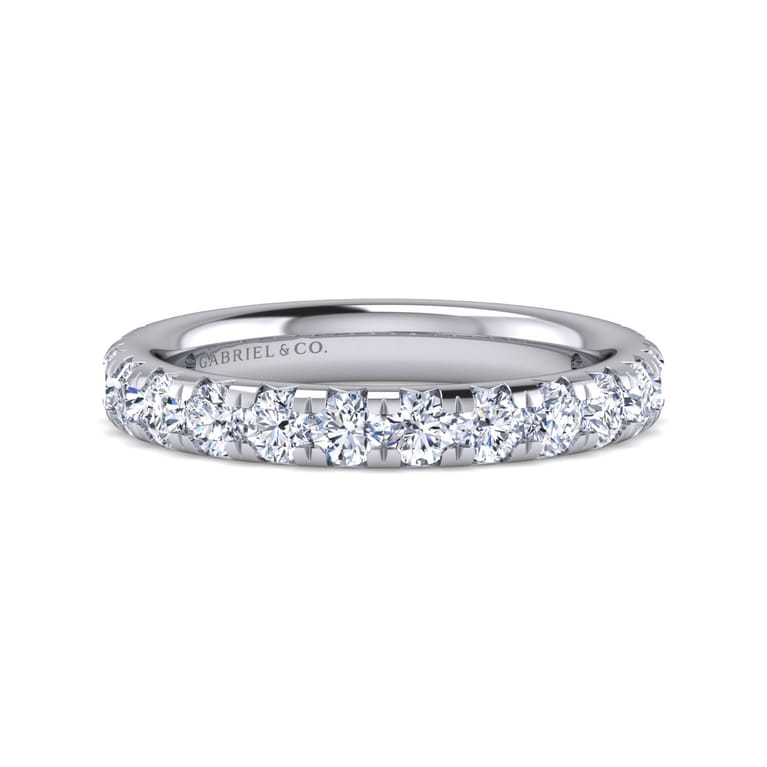 Eternity Band Wedding Ring in 14k White Gold with Round Natural Diamond at Gabriel & Co. - Shot 1