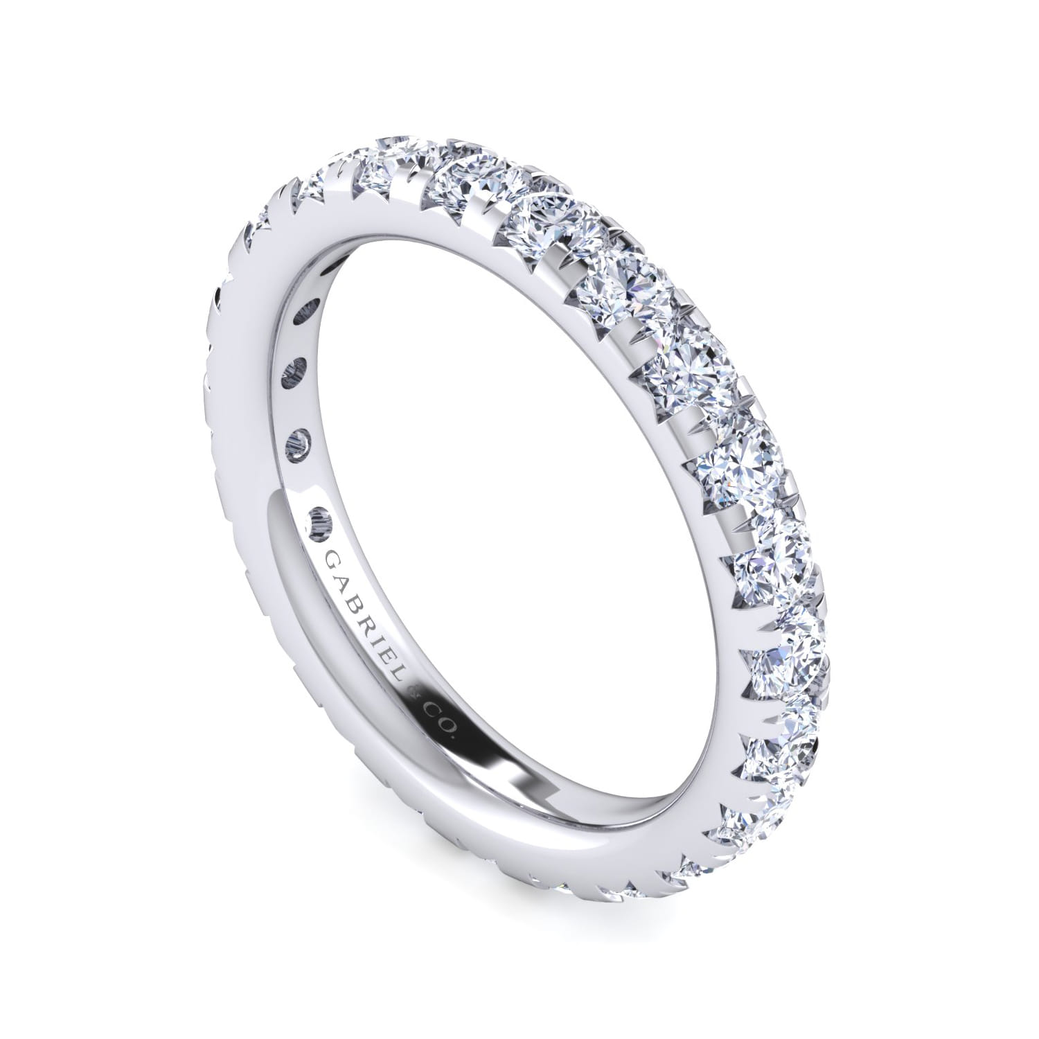Eternity Band Wedding Ring in 14k White Gold with Round Natural Diamond at Gabriel & Co. - Shot 3