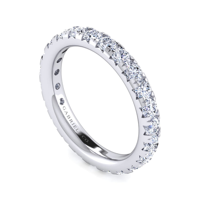 Eternity Band Wedding Ring in 14k White Gold with Round Natural Diamond at Gabriel & Co. - Shot 3
