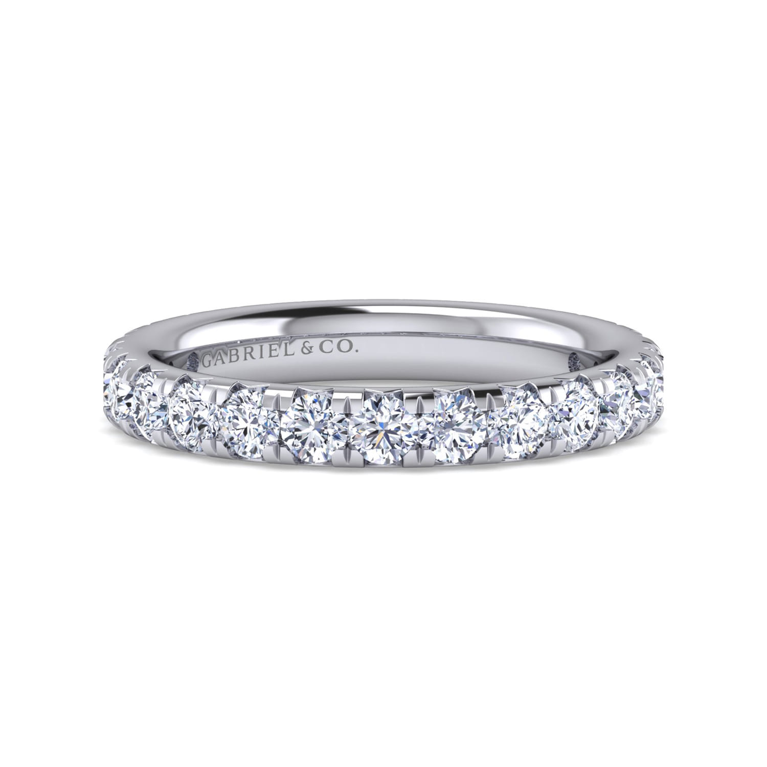 Eternity Band Wedding Ring in 14k White Gold with Round Natural Diamond at Gabriel & Co. - Shot 1