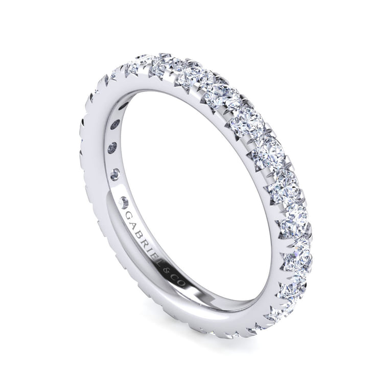 Eternity Band Wedding Ring in 14k White Gold with Round Natural Diamond at Gabriel & Co. - Shot 3