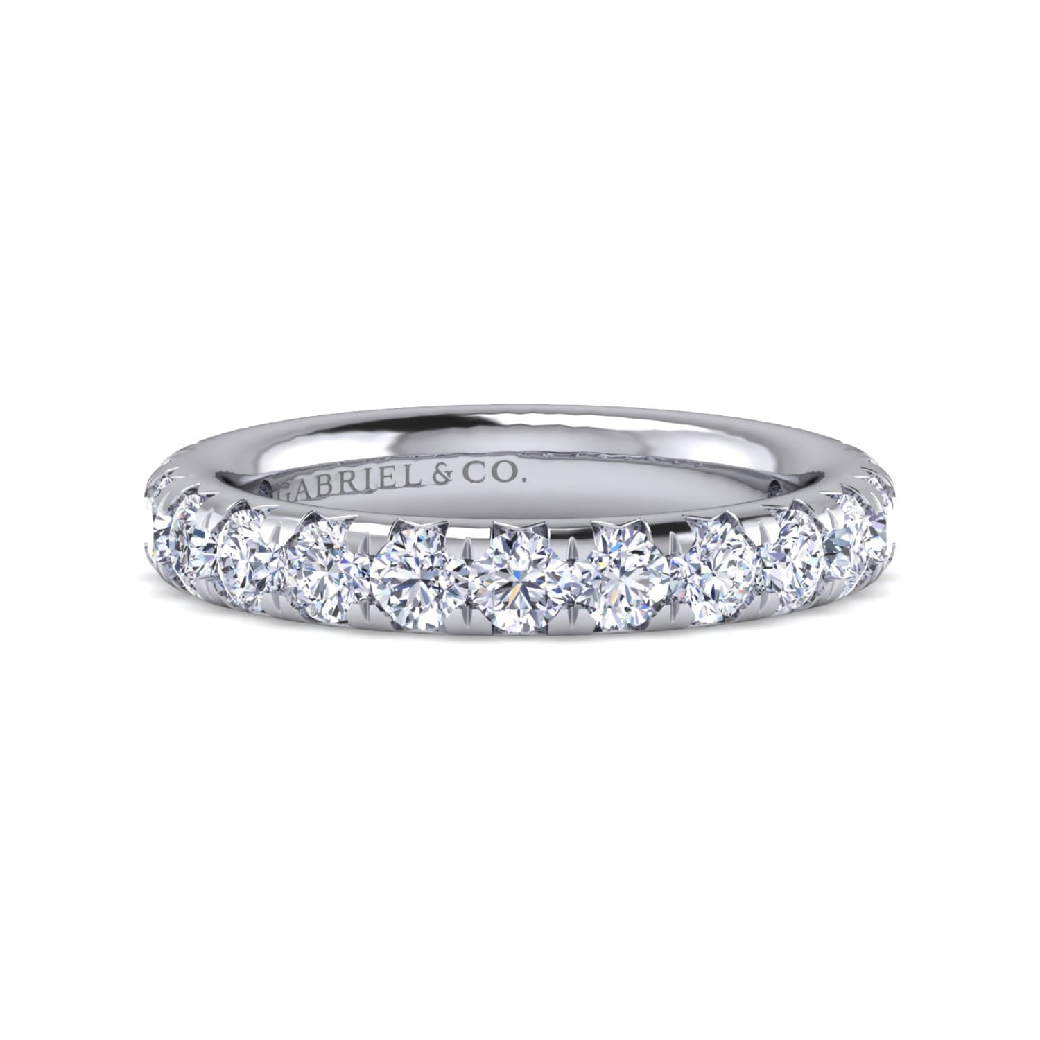 Eternity Band Wedding Ring in 14k White Gold with Round Natural Diamond at Gabriel & Co. - Shot 1