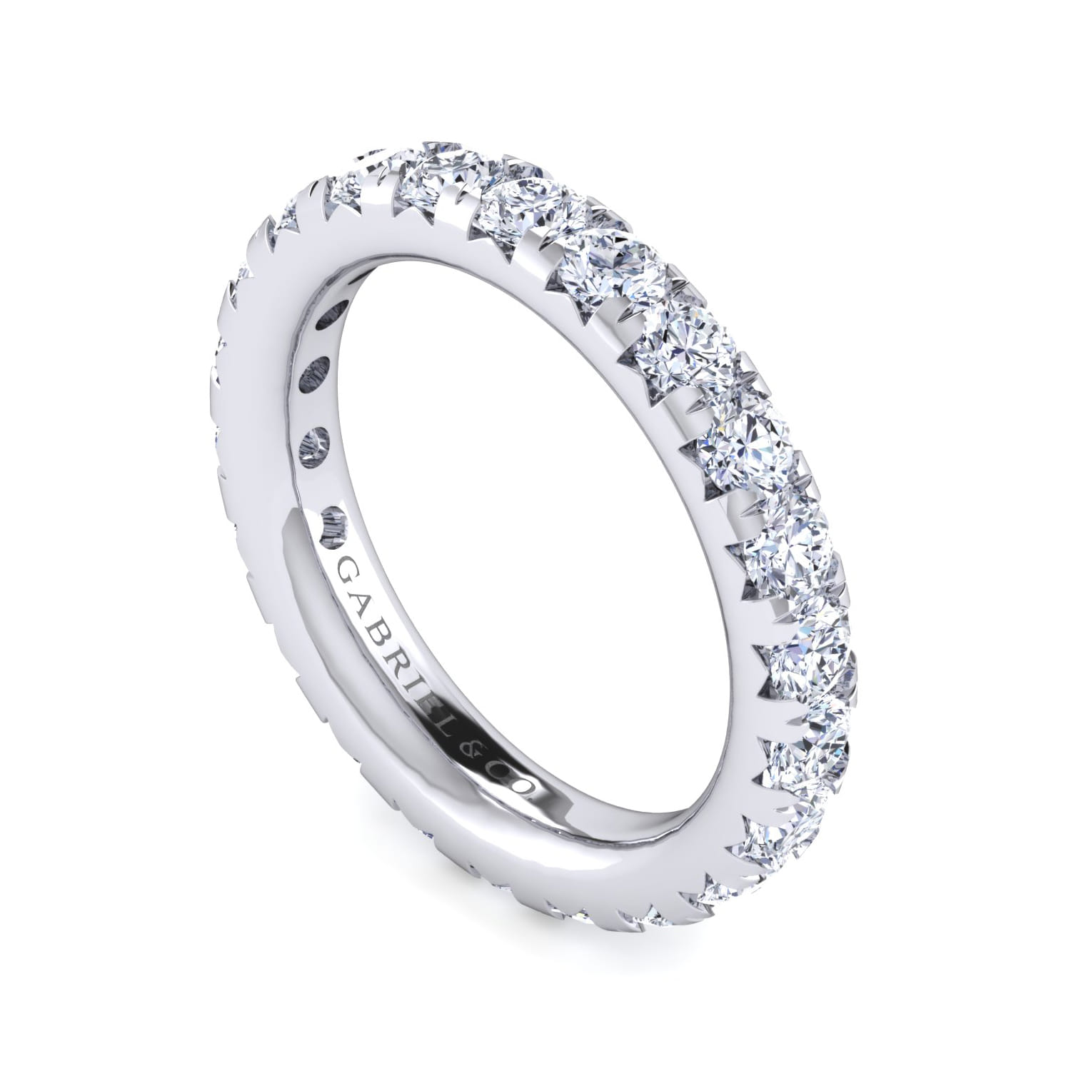 Eternity Band Wedding Ring in 14k White Gold with Round Natural Diamond at Gabriel & Co. - Shot 3
