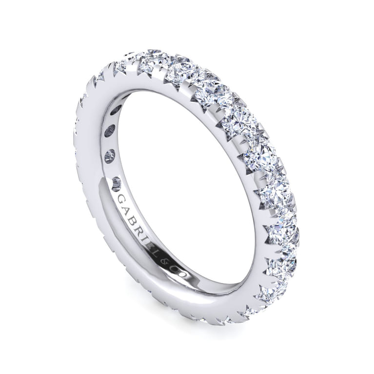Eternity Band Wedding Ring in 14k White Gold with Round Natural Diamond at Gabriel & Co. - Shot 3