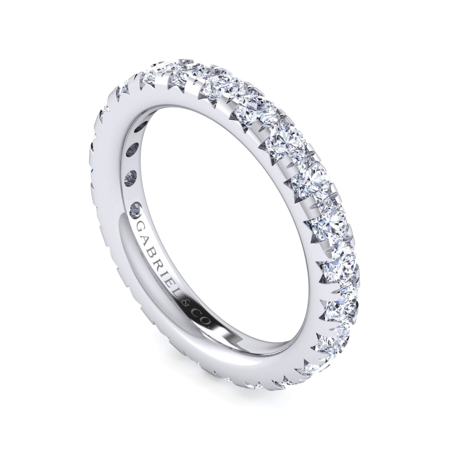 Eternity Band Wedding Ring in 14k White Gold with Round Natural Diamond at Gabriel & Co. - Shot 3