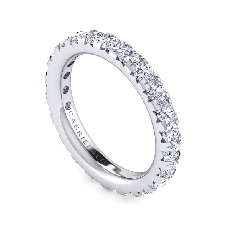 Eternity Band Wedding Ring in 14k White Gold with Round Natural Diamond at Gabriel & Co. - Shot 3