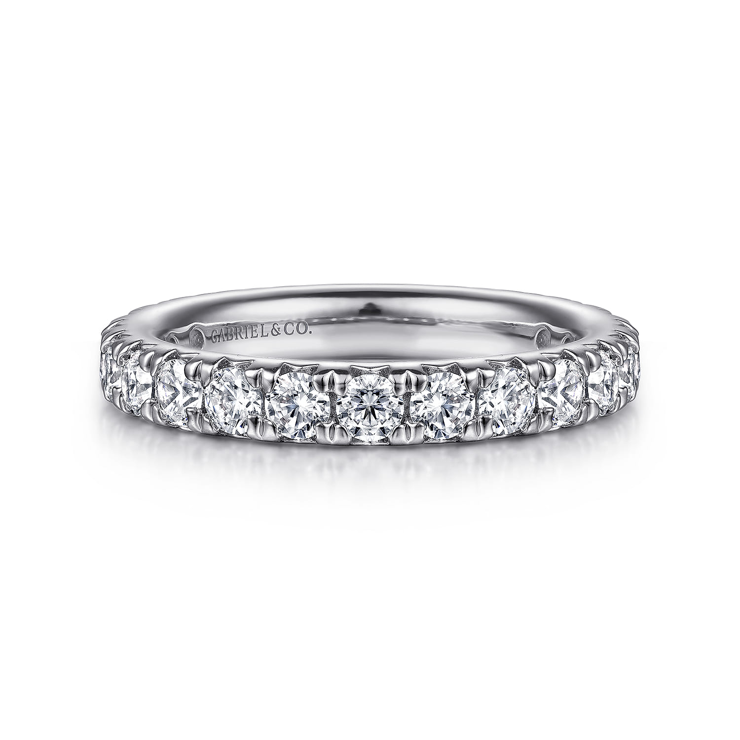 Eternity Band Wedding Ring in 14k White Gold with Round Natural Diamond at Gabriel & Co. - Shot 1