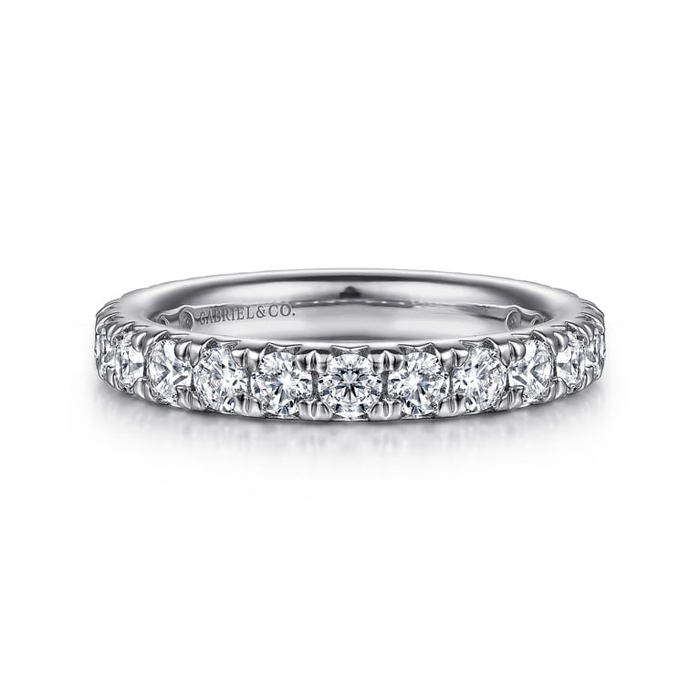 Eternity Band Wedding Ring in 14k White Gold with Round Natural Diamond at Gabriel & Co. - Shot 1