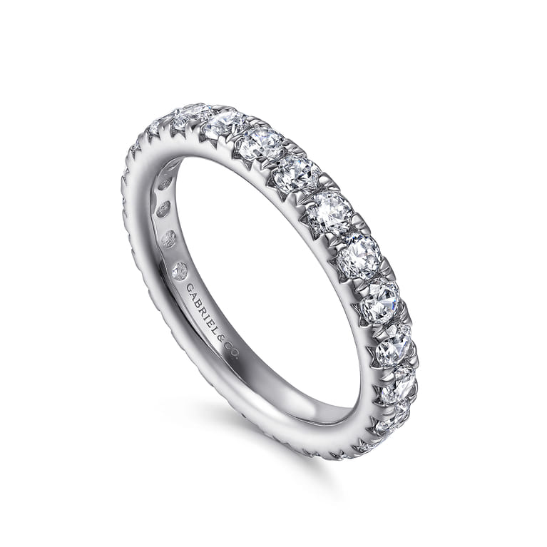 Eternity Band Wedding Ring in 14k White Gold with Round Natural Diamond at Gabriel & Co. - Shot 3