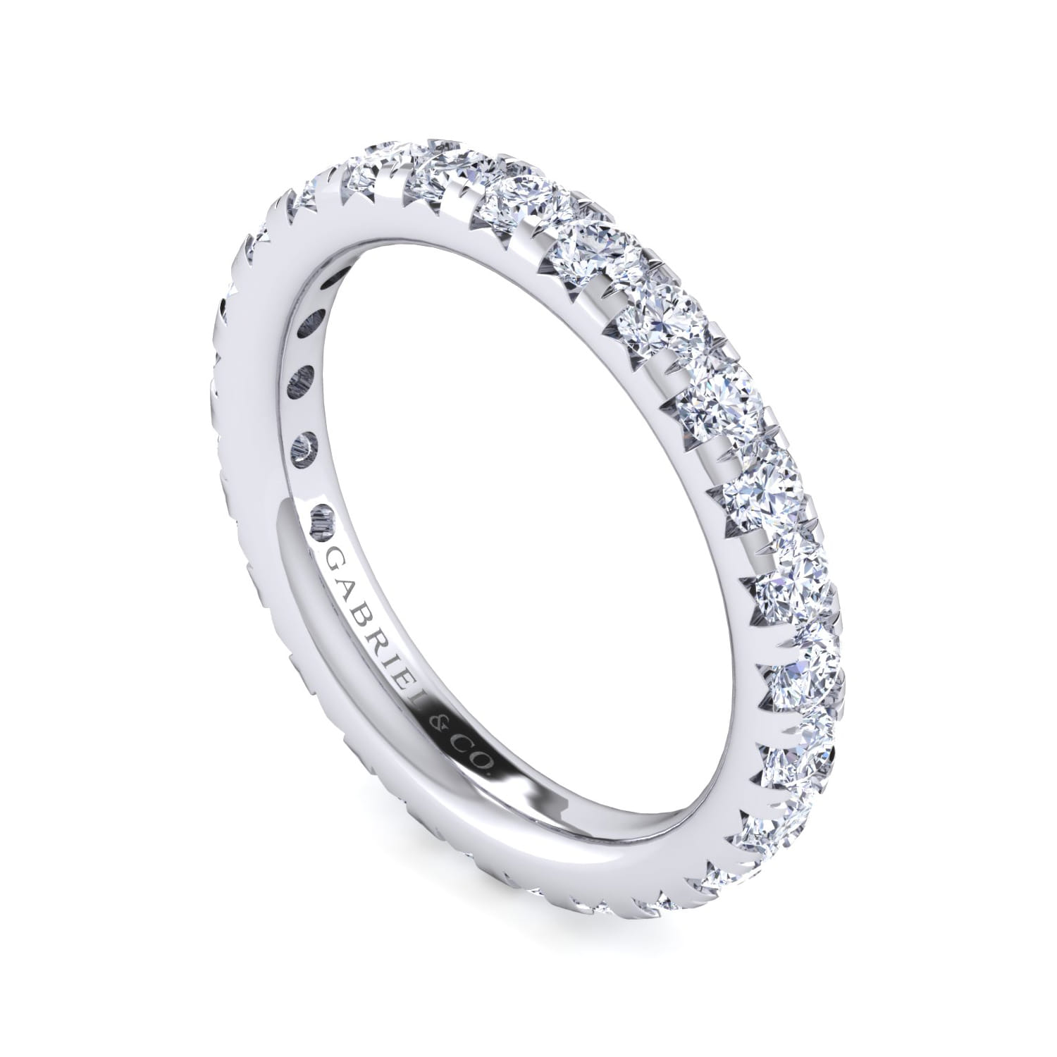 Eternity Band Wedding Ring in 14k White Gold with Round Natural Diamond at Gabriel & Co. - Shot 3