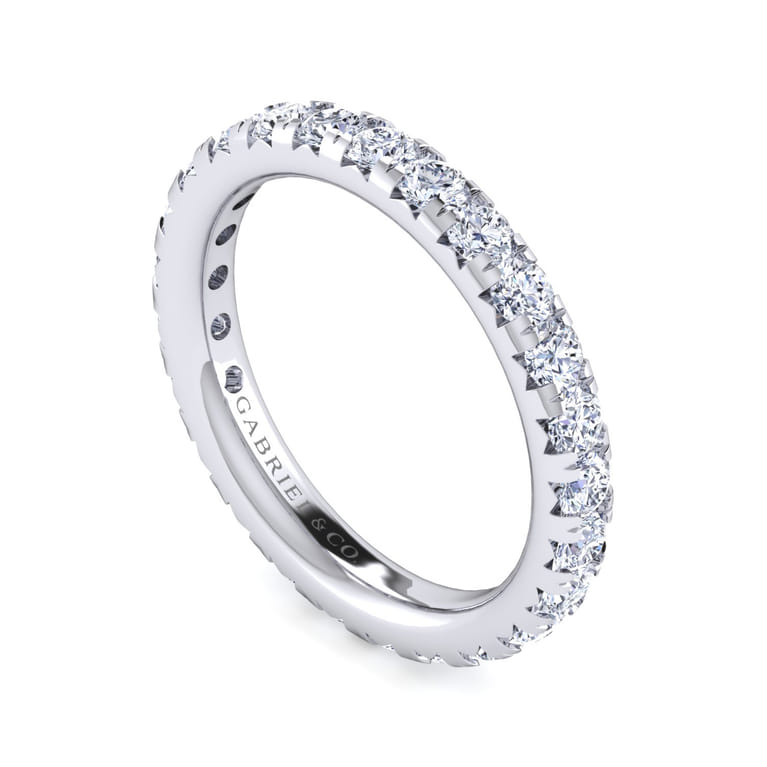 Eternity Band Wedding Ring in 14k White Gold with Round Natural Diamond at Gabriel & Co. - Shot 3