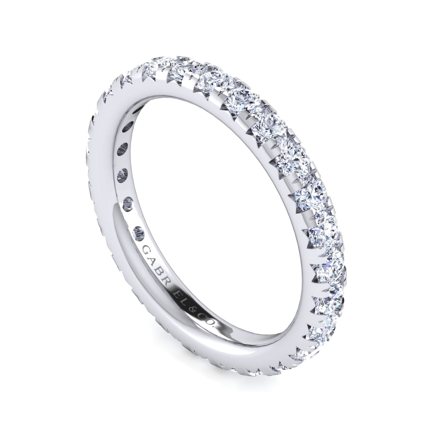 Eternity Band Wedding Ring in 14k White Gold with Round Natural Diamond at Gabriel & Co. - Shot 3