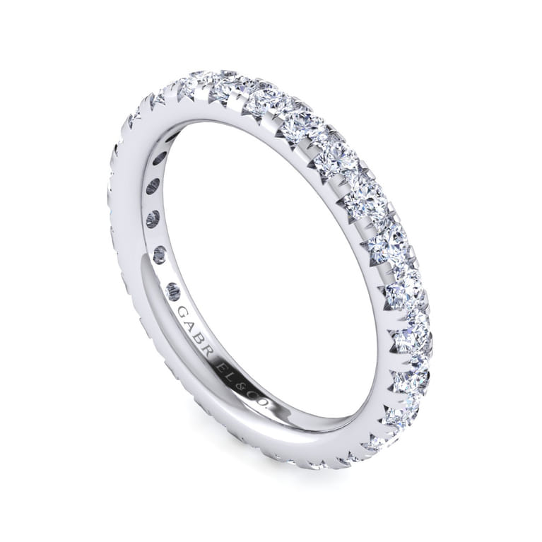 Eternity Band Wedding Ring in 14k White Gold with Round Natural Diamond at Gabriel & Co. - Shot 3