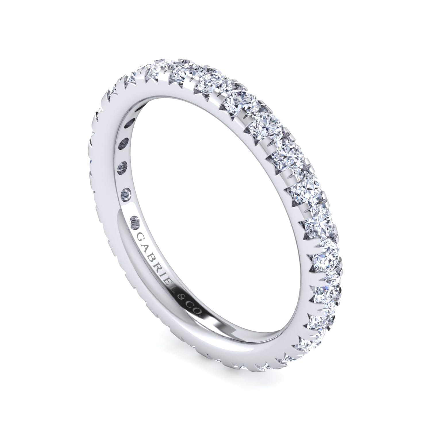 Eternity Band Wedding Ring in 14k White Gold with Round Natural Diamond at Gabriel & Co. - Shot 3