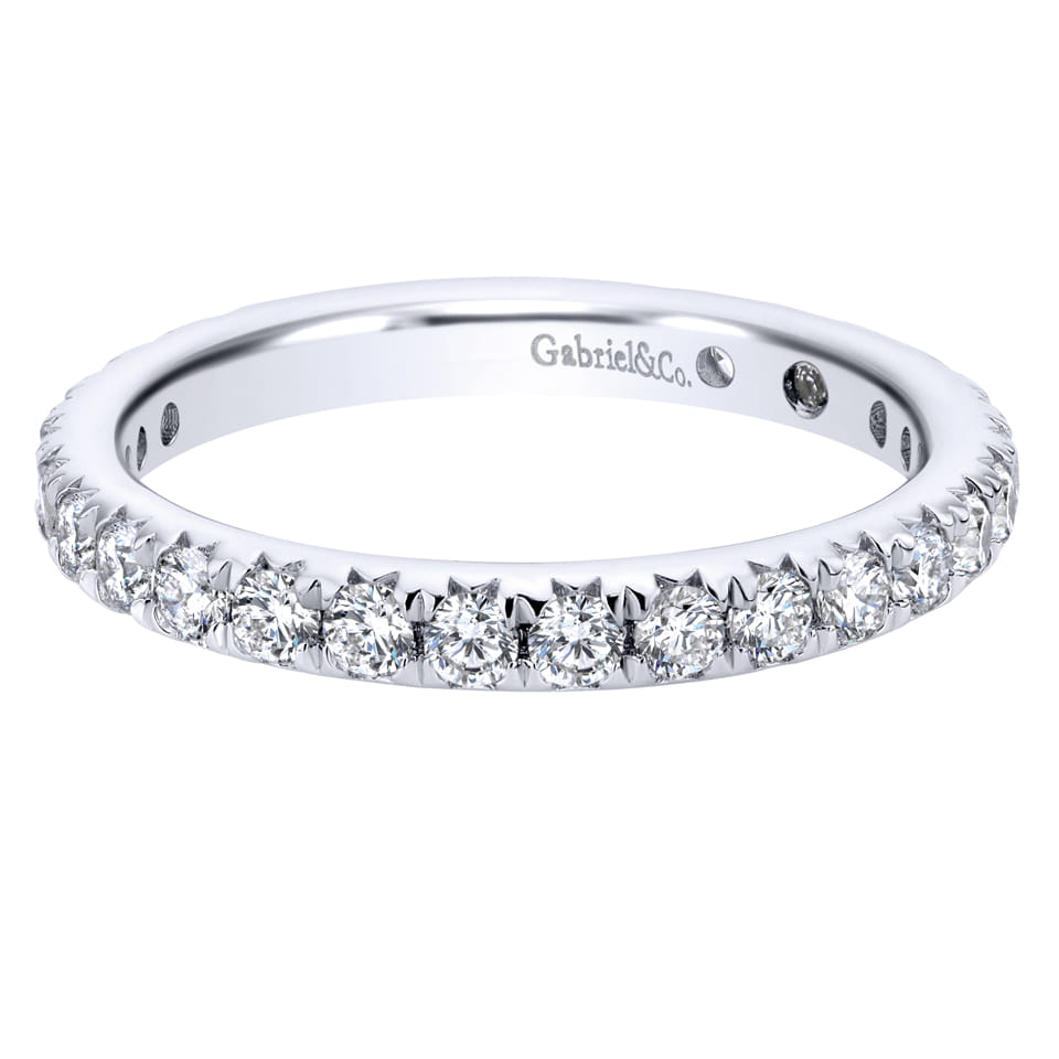 Eternity Band Wedding Ring in 14k White Gold with Round Natural Diamond at Gabriel & Co. - Shot 1