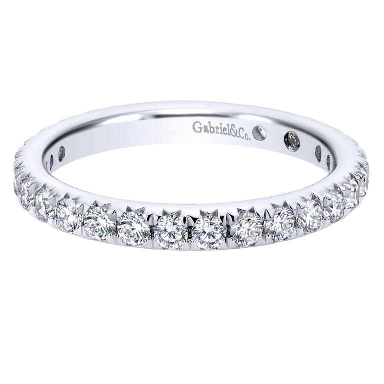 Eternity Band Wedding Ring in 14k White Gold with Round Natural Diamond at Gabriel & Co. - Shot 1