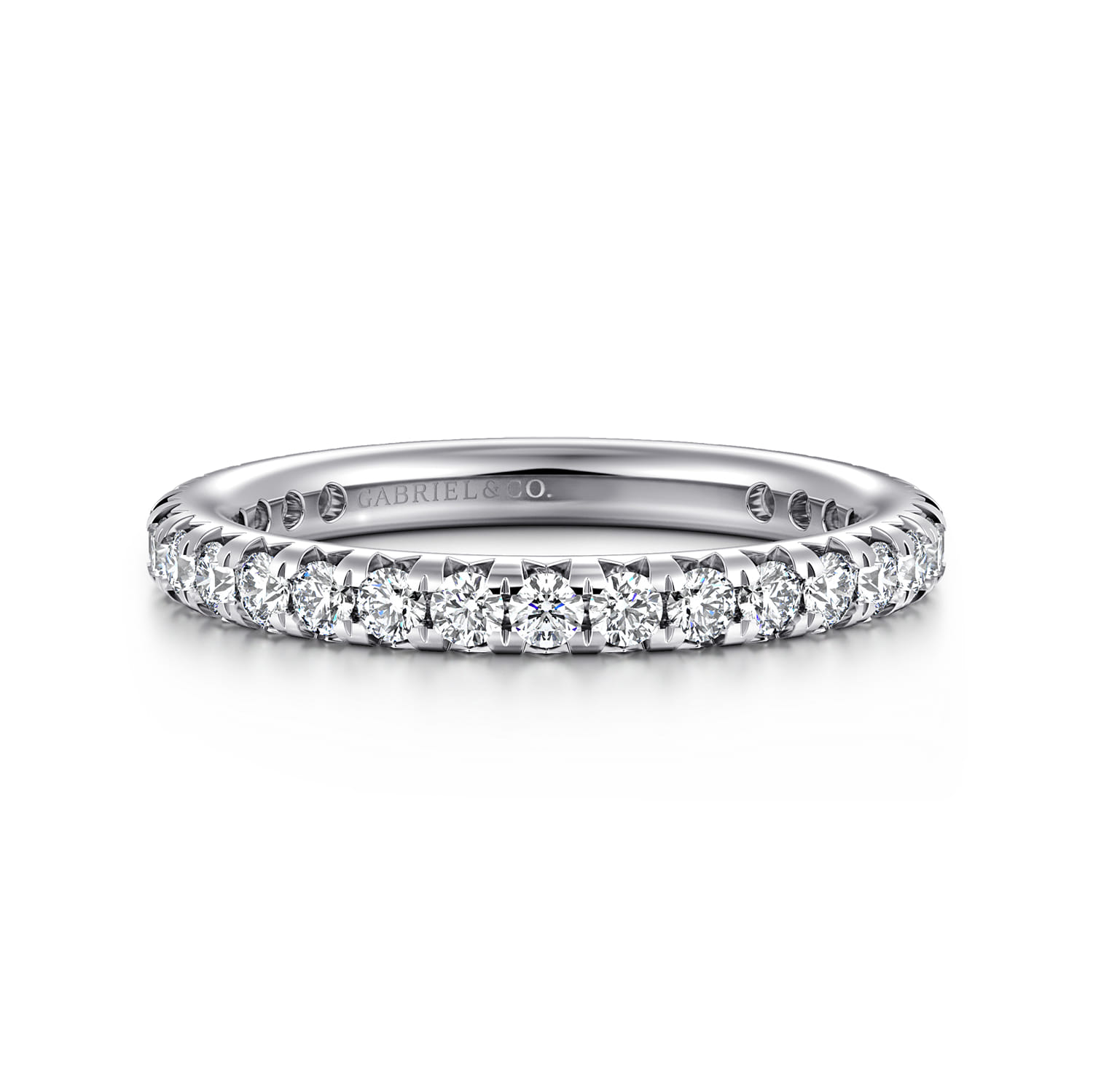 Eternity Band Wedding Ring in 14k White Gold with Round Natural Diamond at Gabriel & Co. - Shot 1