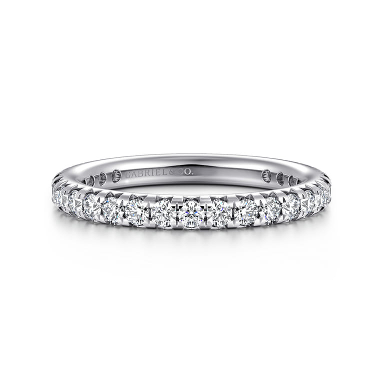 Eternity Band Wedding Ring in 14k White Gold with Round Natural Diamond at Gabriel & Co. - Shot 1