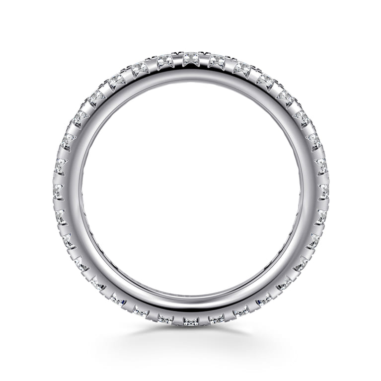 Eternity Band Wedding Ring in 14k White Gold with Round Natural Diamond at Gabriel & Co. - Shot 2
