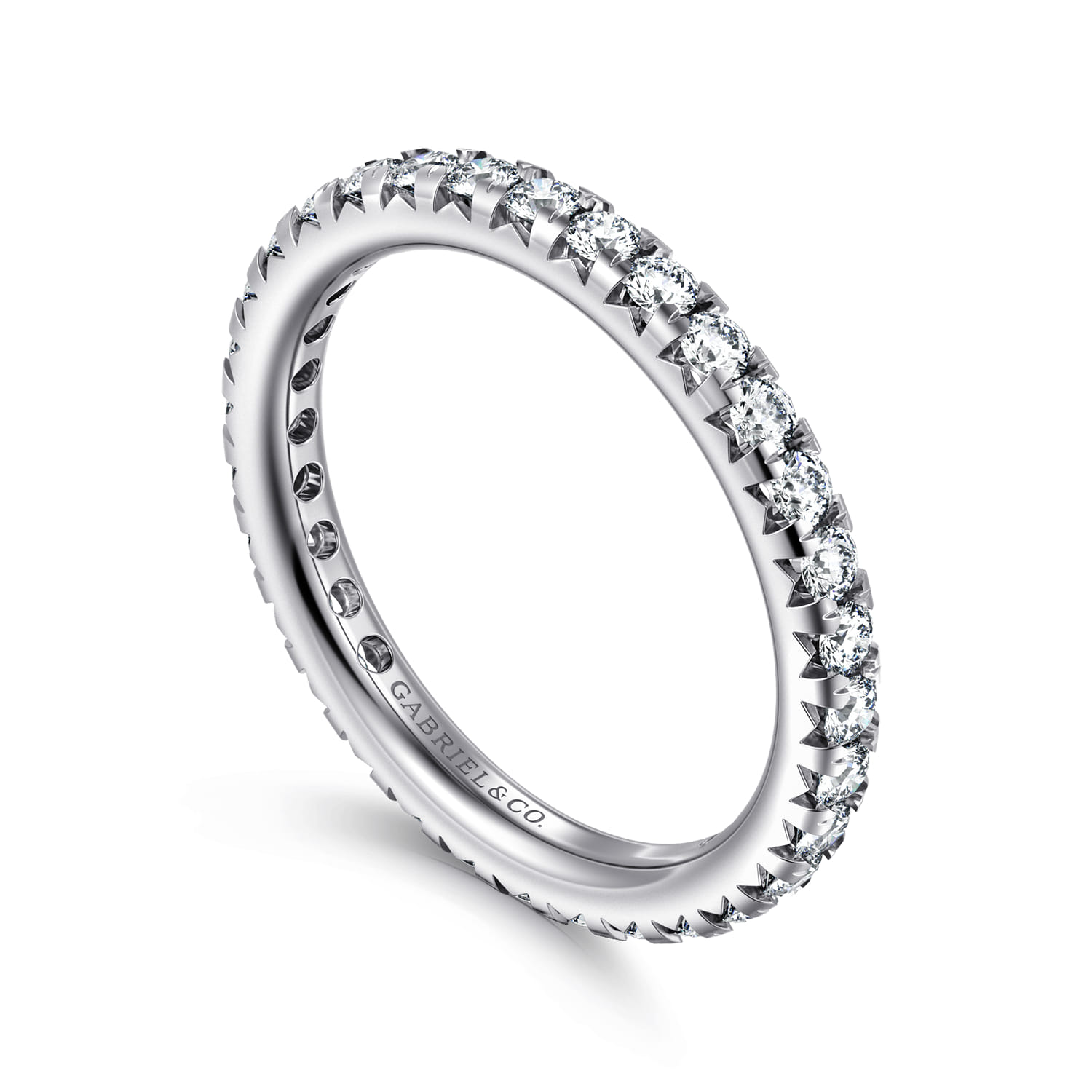 Eternity Band Wedding Ring in 14k White Gold with Round Natural Diamond at Gabriel & Co. - Shot 3