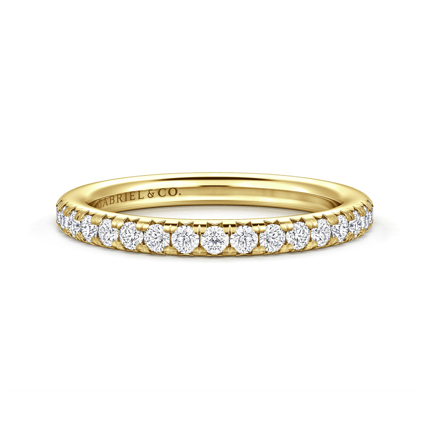 Straight Wedding Ring in 14k Yellow Gold with Round Natural Diamond at Gabriel & Co. - Shot 1