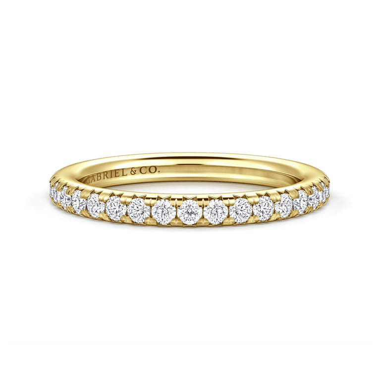 Straight Wedding Ring in 14k Yellow Gold with Round Natural Diamond at Gabriel & Co. - Shot 1
