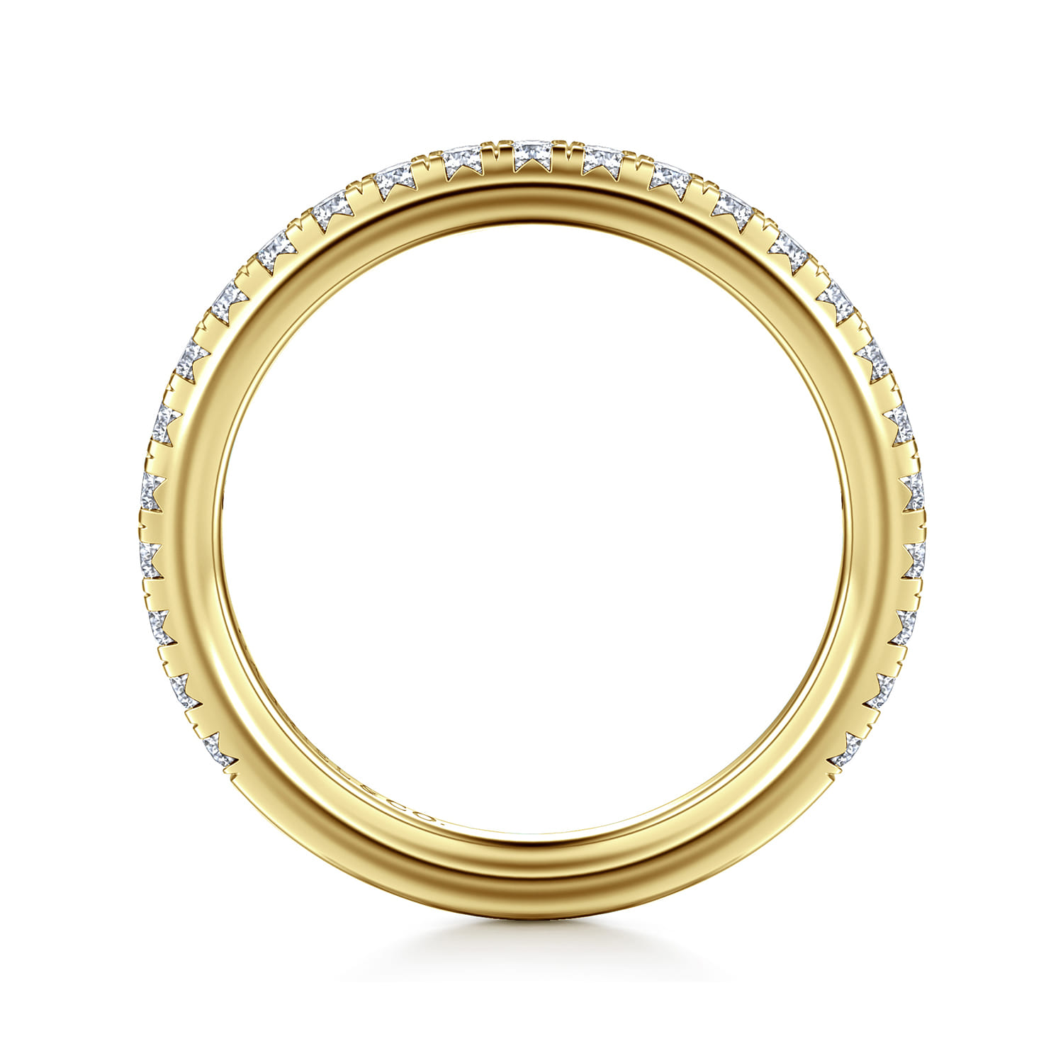 Straight Wedding Ring in 14k Yellow Gold with Round Natural Diamond at Gabriel & Co. - Shot 2