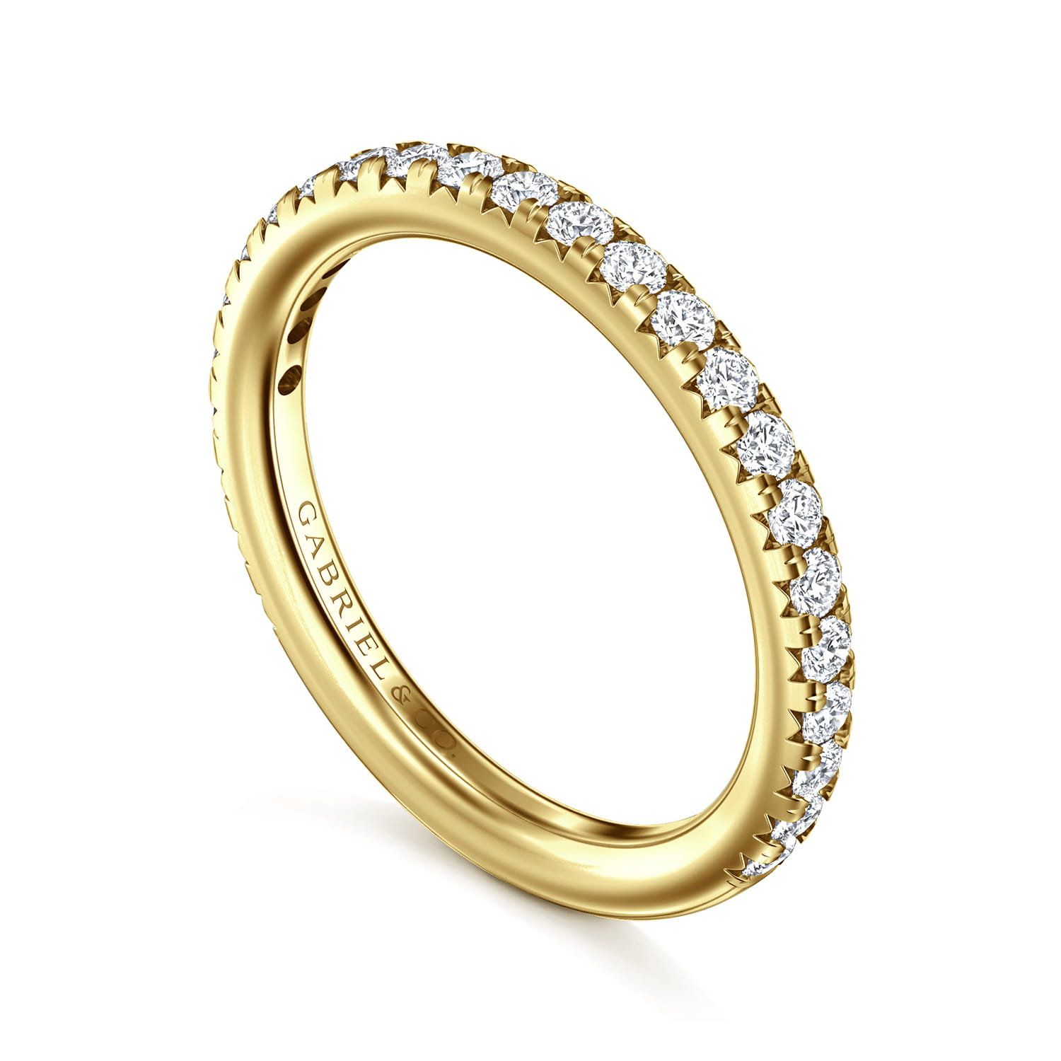 Straight Wedding Ring in 14k Yellow Gold with Round Natural Diamond at Gabriel & Co. - Shot 3