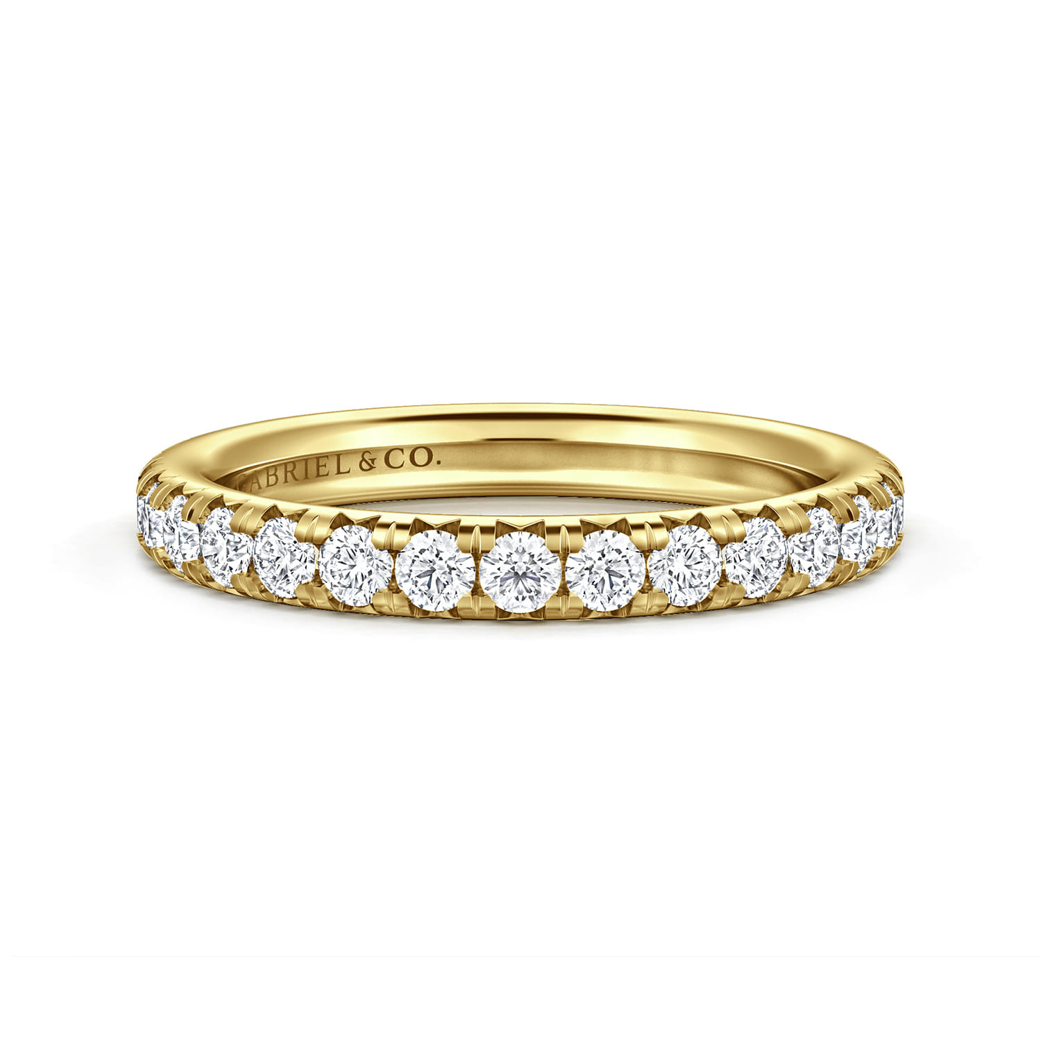 Straight Wedding Ring in 14k Yellow Gold with Round Natural Diamond at Gabriel & Co. - Shot 1