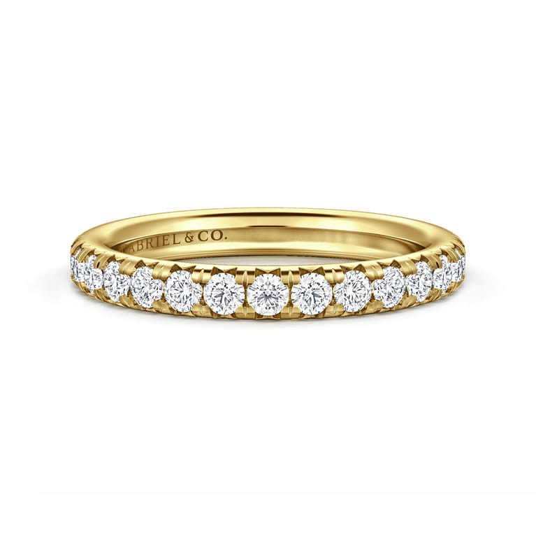 Straight Wedding Ring in 14k Yellow Gold with Round Natural Diamond at Gabriel & Co. - Shot 1