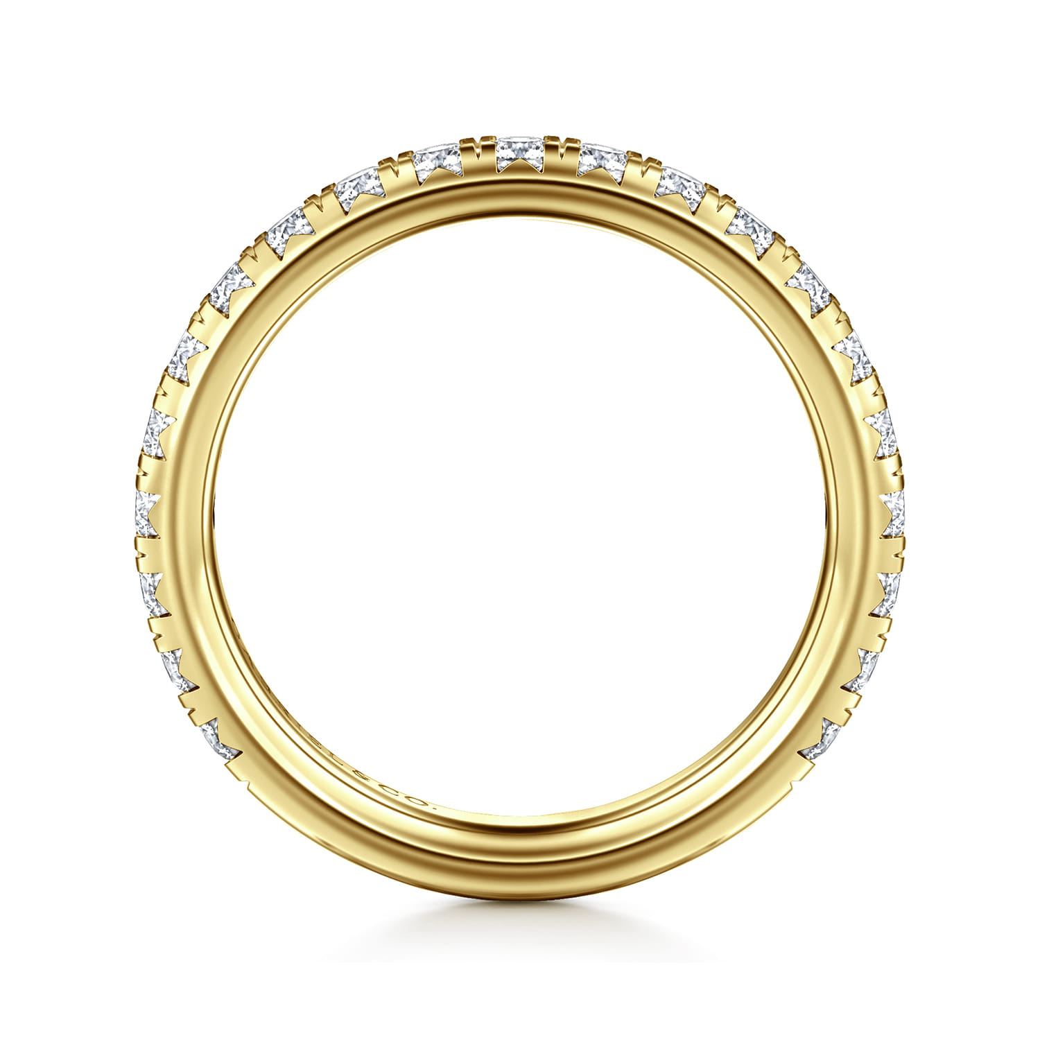 Straight Wedding Ring in 14k Yellow Gold with Round Natural Diamond at Gabriel & Co. - Shot 2