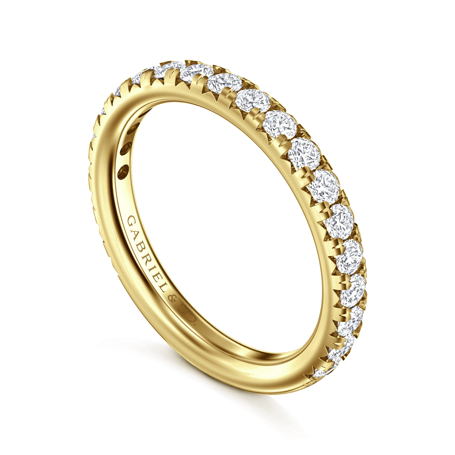 Straight Wedding Ring in 14k Yellow Gold with Round Natural Diamond at Gabriel & Co. - Shot 3