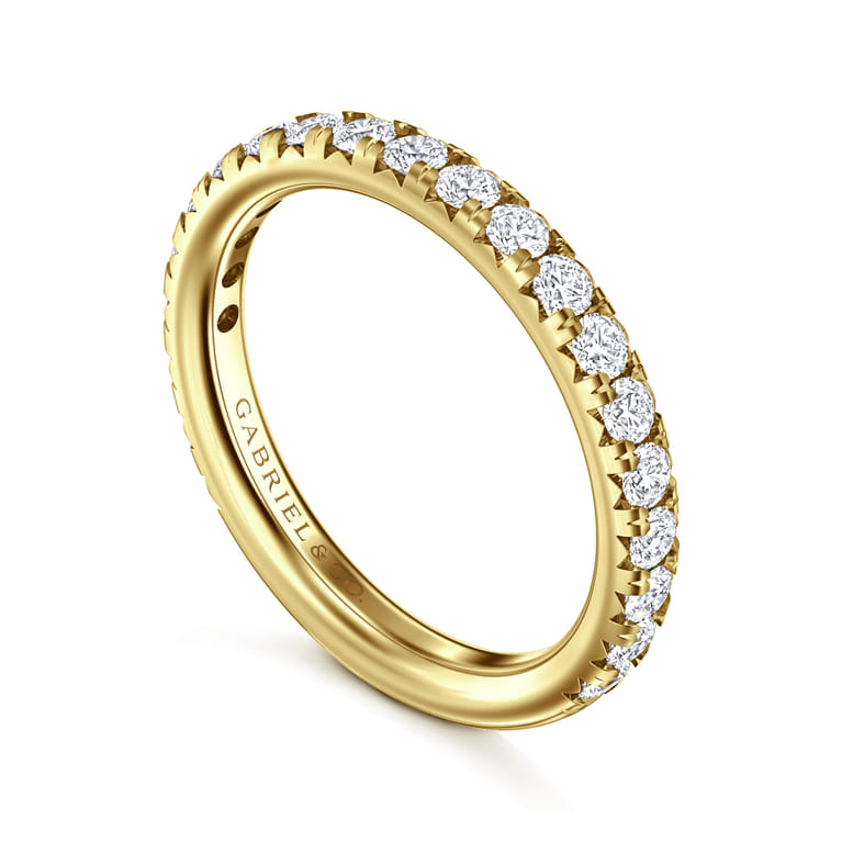 Straight Wedding Ring in 14k Yellow Gold with Round Natural Diamond at Gabriel & Co. - Shot 3