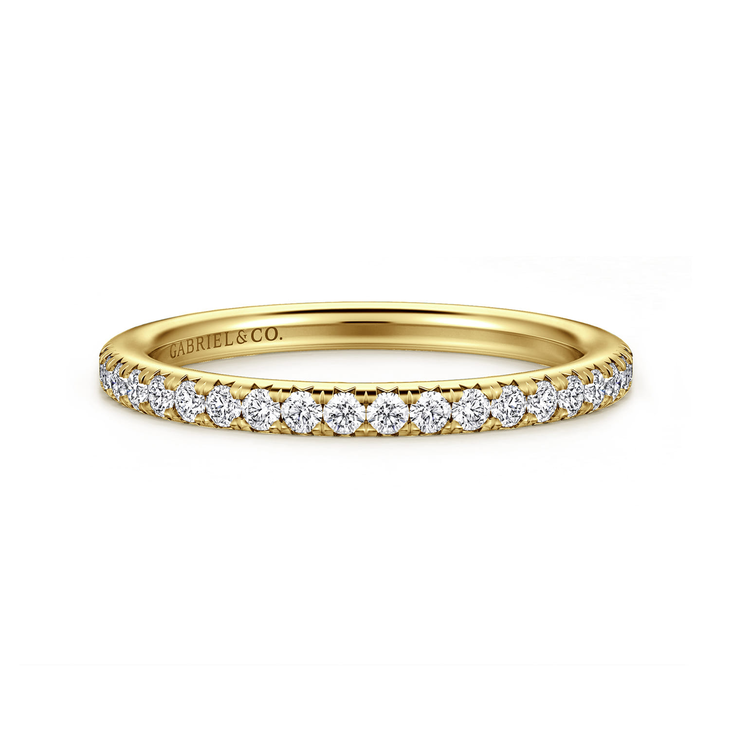 Straight Wedding Ring in 14k Yellow Gold with Round Natural Diamond at Gabriel & Co. - Shot 1