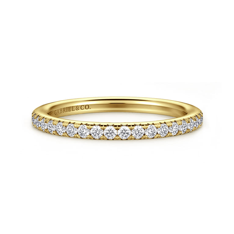 Straight Wedding Ring in 14k Yellow Gold with Round Natural Diamond at Gabriel & Co. - Shot 1