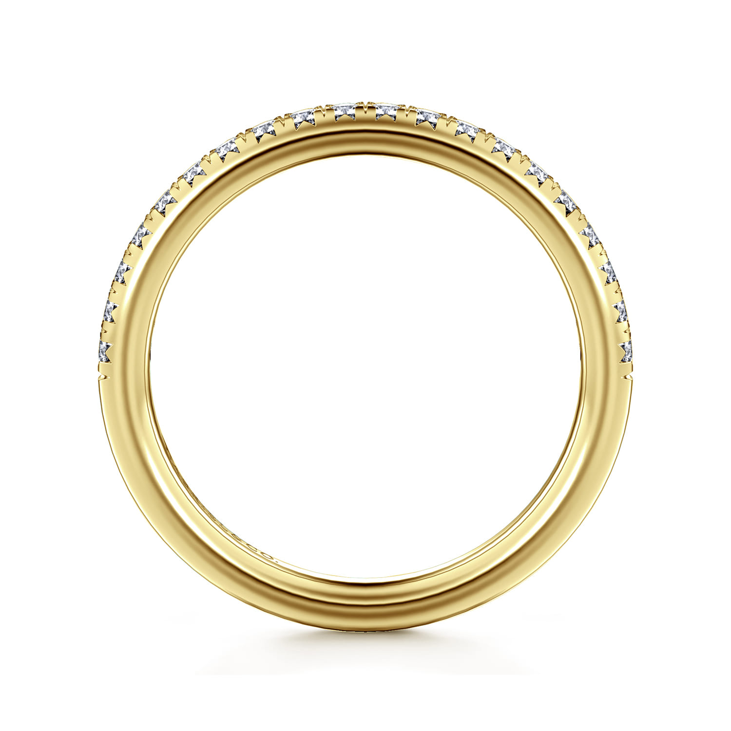 Straight Wedding Ring in 14k Yellow Gold with Round Natural Diamond at Gabriel & Co. - Shot 2